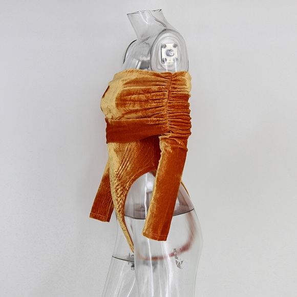 NEW! Off-the-Shoulder Velvet Bodysuit - Picture 2 of 7